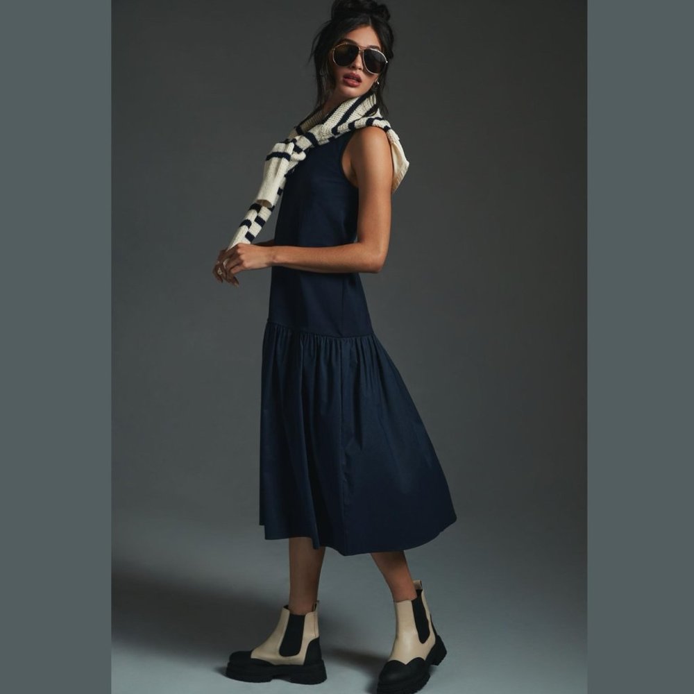 Anthropologie Navy Sleeveless Maxi Dress